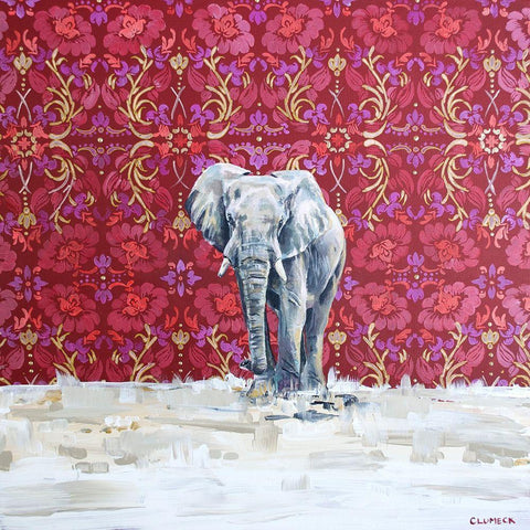Elephant Black Modern Wood Framed Art Print by Clumeck, Alana