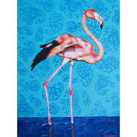 Flamingo Gold Ornate Wood Framed Art Print with Double Matting by Clumeck, Alana