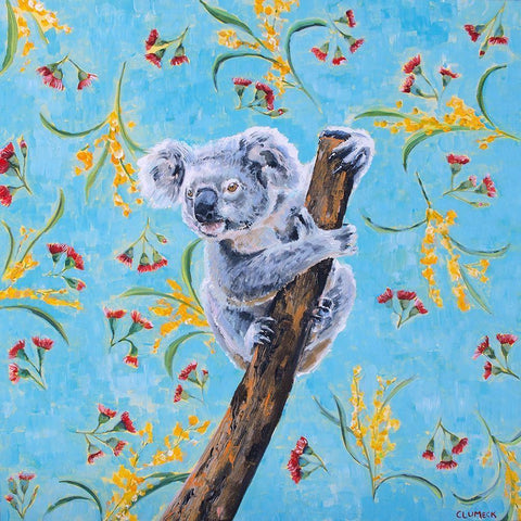 Koala Gold Ornate Wood Framed Art Print with Double Matting by Clumeck, Alana