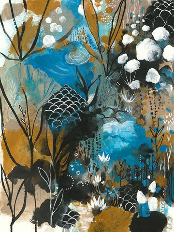 January Song White Modern Wood Framed Art Print with Double Matting by Capri, Corina