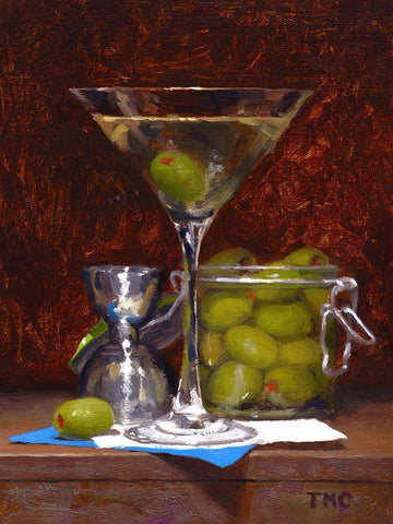 Dirty Martini White Modern Wood Framed Art Print with Double Matting by Casey, Todd M.