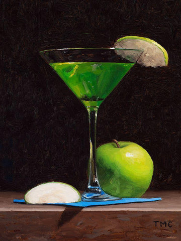 Sour Apple Martini Black Ornate Wood Framed Art Print with Double Matting by Casey, Todd M.