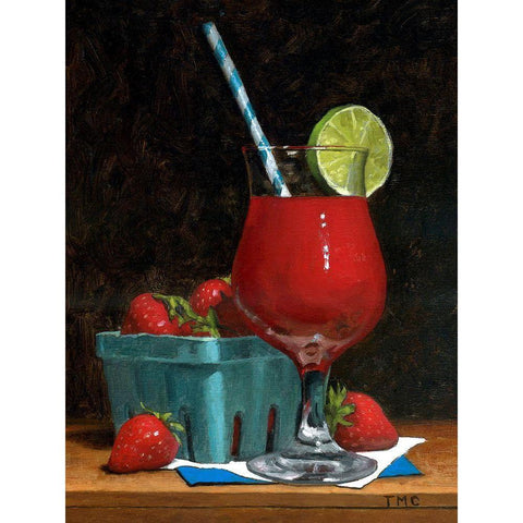 Strawberry Daquiri White Modern Wood Framed Art Print by Casey, Todd M.