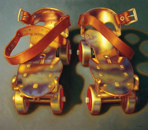 Roller Skates II White Modern Wood Framed Art Print with Double Matting by Colletta, TR