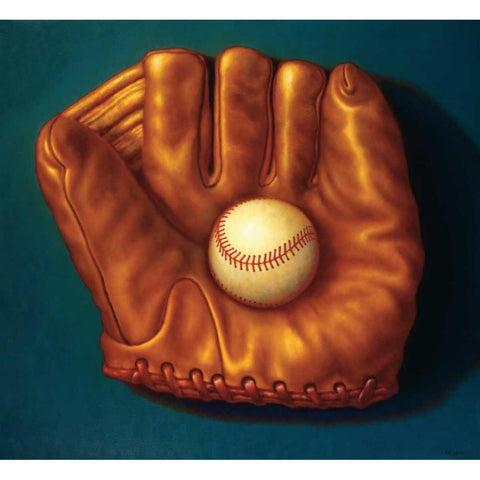 Baseball Mitt I White Modern Wood Framed Art Print by Colletta, TR