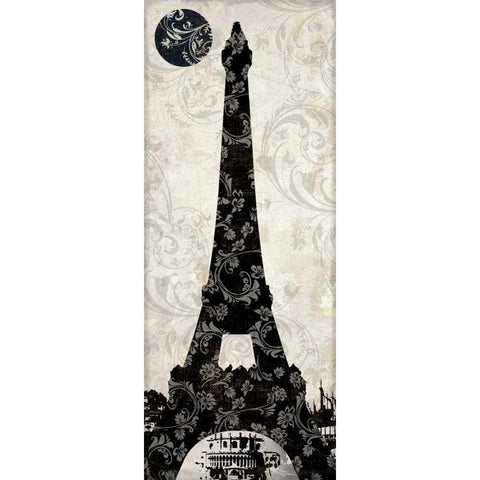 Moon over Paris Black Modern Wood Framed Art Print by Color Bakery