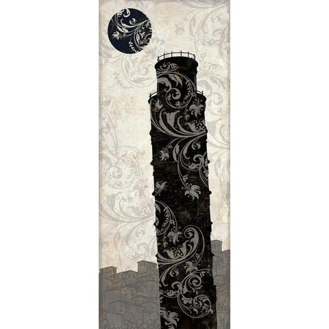 Moon over Pisa Black Modern Wood Framed Art Print by Color Bakery