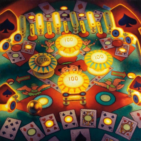 Hi Lo Pin Ball Gold Ornate Wood Framed Art Print with Double Matting by Colletta, TR