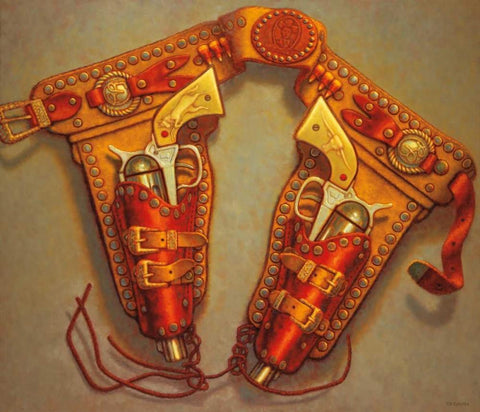 Trigger Happy Black Ornate Wood Framed Art Print with Double Matting by Colletta, TR