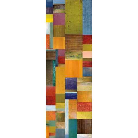 Color Panels with Olives Stripes Gold Ornate Wood Framed Art Print with Double Matting by Calkins, Michelle