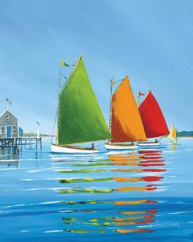 Cape Cod Sail Black Ornate Wood Framed Art Print with Double Matting by Caldwell Fisher, Sally