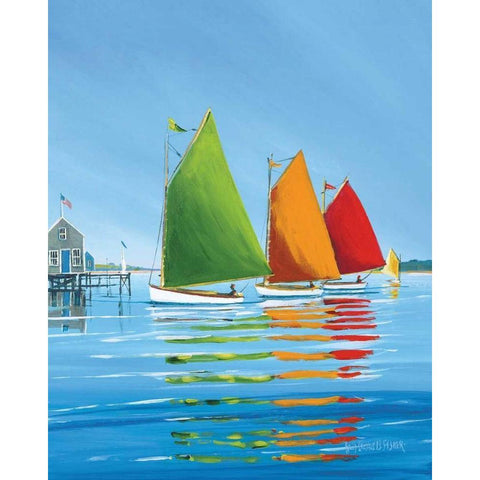 Cape Cod Sail Black Modern Wood Framed Art Print by Caldwell Fisher, Sally