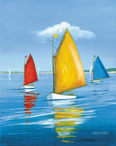 Newport Regatta White Modern Wood Framed Art Print with Double Matting by Caldwell Fisher, Sally