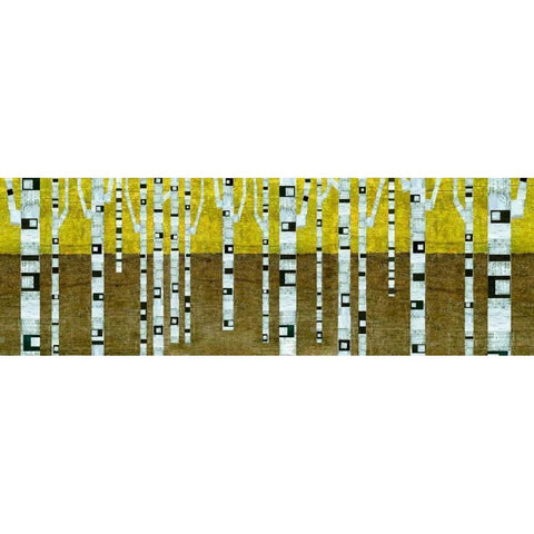 Birches in Fall Gold Ornate Wood Framed Art Print with Double Matting by Calkins, Michelle