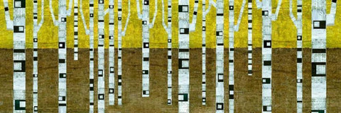 Birches in Fall Black Ornate Wood Framed Art Print with Double Matting by Calkins, Michelle