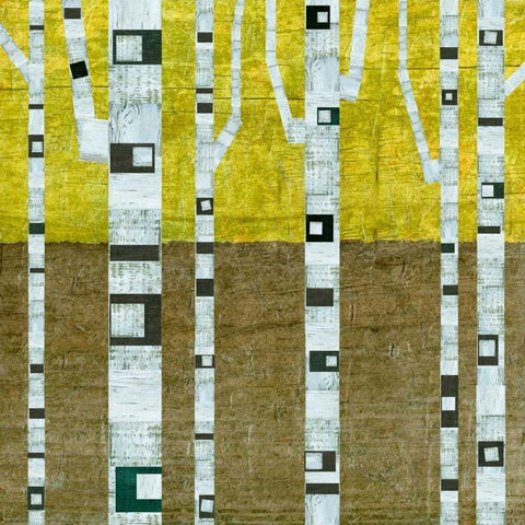 Fall Birches Black Modern Wood Framed Art Print with Double Matting by Calkins, Michelle