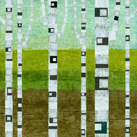 Summer Birches Gold Ornate Wood Framed Art Print with Double Matting by Calkins, Michelle