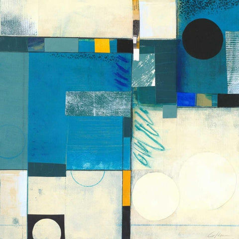 Calypso Blue I White Modern Wood Framed Art Print with Double Matting by Colter, Deborah T.