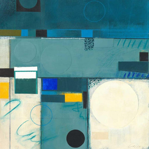 Calypso Blue III White Modern Wood Framed Art Print with Double Matting by Colter, Deborah T.