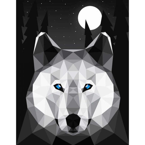 Tundra Wolf Black Modern Wood Framed Art Print with Double Matting by Davies Babies