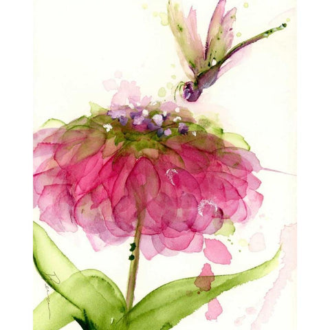 Dragonfly and Zinnia Black Modern Wood Framed Art Print by Derman, Dawn