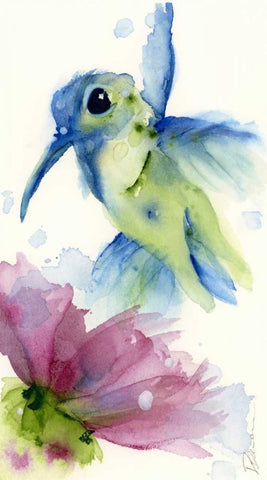 Lilac and Blue White Modern Wood Framed Art Print with Double Matting by Derman, Dawn