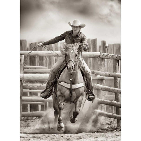Ride â€˜Em Cowgirl Gold Ornate Wood Framed Art Print with Double Matting by Dearing, Lisa
