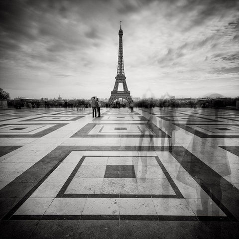 Tourists Black Modern Wood Framed Art Print with Double Matting by Dragt, Wilco