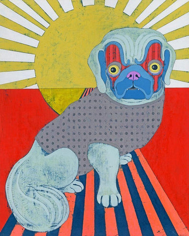 Pekingese White Modern Wood Framed Art Print with Double Matting by Davis, Jennifer