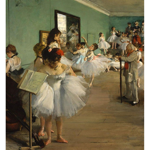 The Dance Class Gold Ornate Wood Framed Art Print with Double Matting by Degas, Edgar