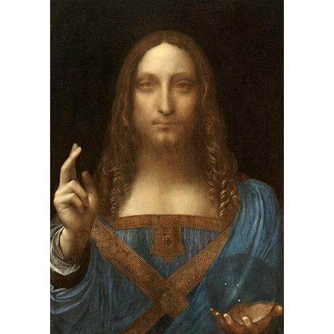 Salvator Mundi Gold Ornate Wood Framed Art Print with Double Matting by Da Vinci, Leonardo