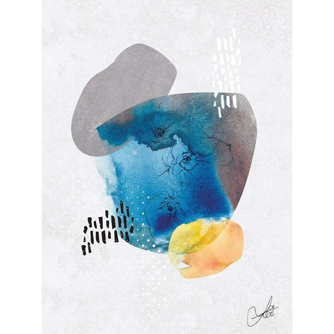 Indigo Blossom No. 1 Black Modern Wood Framed Art Print by Duncan-He, Louis