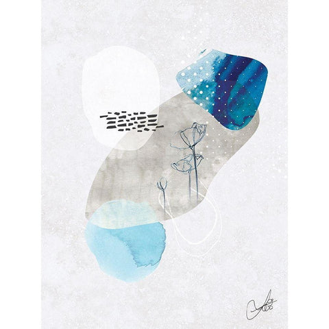 Indigo Blossom No. 2 Gold Ornate Wood Framed Art Print with Double Matting by Duncan-He, Louis