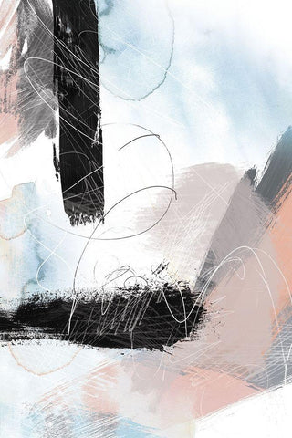 Abstract Blush No. 1 White Modern Wood Framed Art Print with Double Matting by Duncan-He, Louis