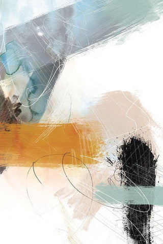 Abstract Blush No. 2 Black Ornate Wood Framed Art Print with Double Matting by Duncan-He, Louis