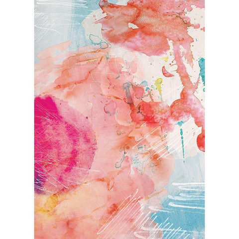 Abstract Turquoise Pink No. 1 Gold Ornate Wood Framed Art Print with Double Matting by Duncan-He, Louis