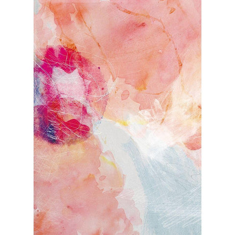 Abstract Turquoise Pink No. 2 White Modern Wood Framed Art Print by Duncan-He, Louis