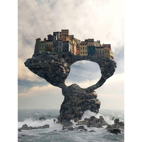 Precarious White Modern Wood Framed Art Print by Decker, Cynthia