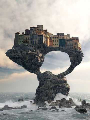 Precarious Black Ornate Wood Framed Art Print with Double Matting by Decker, Cynthia