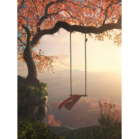 Tree Swing White Modern Wood Framed Art Print by Decker, Cynthia