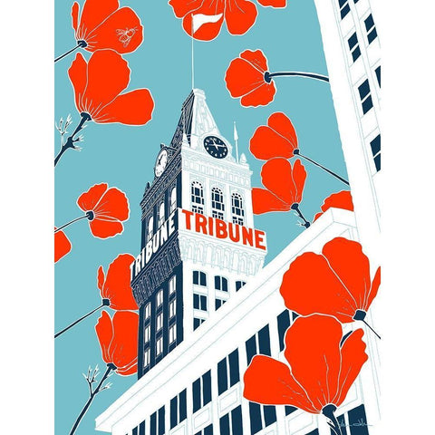 Tribune Tower - Oakland Gold Ornate Wood Framed Art Print with Double Matting by Donahue, Shane