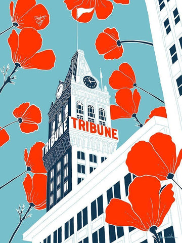 Tribune Tower - Oakland White Modern Wood Framed Art Print with Double Matting by Donahue, Shane