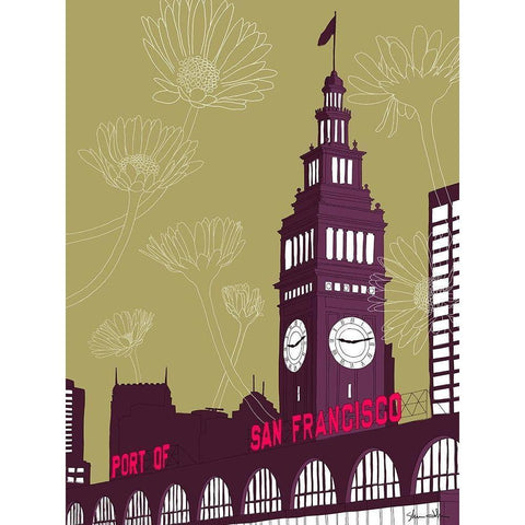 Ferry Building - San Francisco Gold Ornate Wood Framed Art Print with Double Matting by Donahue, Shane