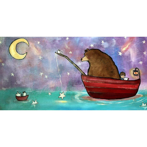 Bear Boat Black Modern Wood Framed Art Print by Doss, Andrea