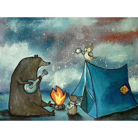 Camping Friends White Modern Wood Framed Art Print by Doss, Andrea