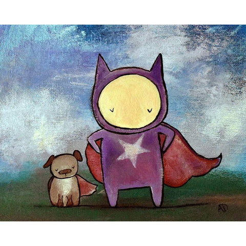 Superhero Friends Gold Ornate Wood Framed Art Print with Double Matting by Doss, Andrea