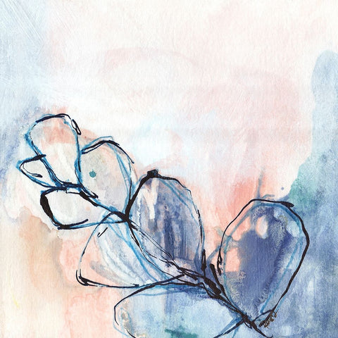 Grow - Pink Promises White Modern Wood Framed Art Print with Double Matting by DelValle, Patty