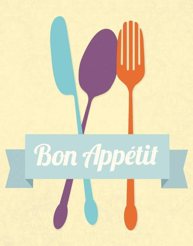 Bon Appetit White Modern Wood Framed Art Print with Double Matting by Duncan, Genesis