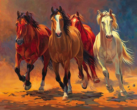 Hoofbeats and Heartbeats White Modern Wood Framed Art Print with Double Matting by Davidson, Nancy