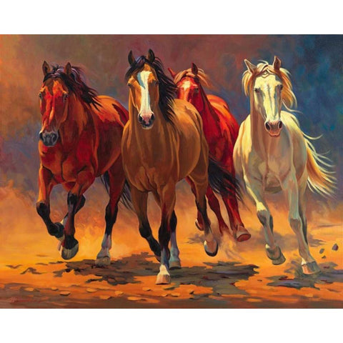 Hoofbeats and Heartbeats Black Modern Wood Framed Art Print with Double Matting by Davidson, Nancy